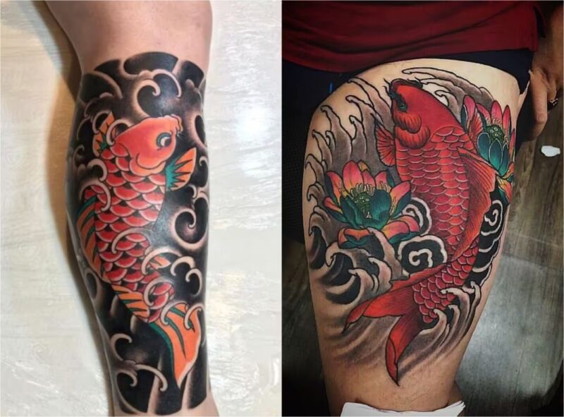 Hình xăm cá chép được phối màu rực rỡ, thu hút 