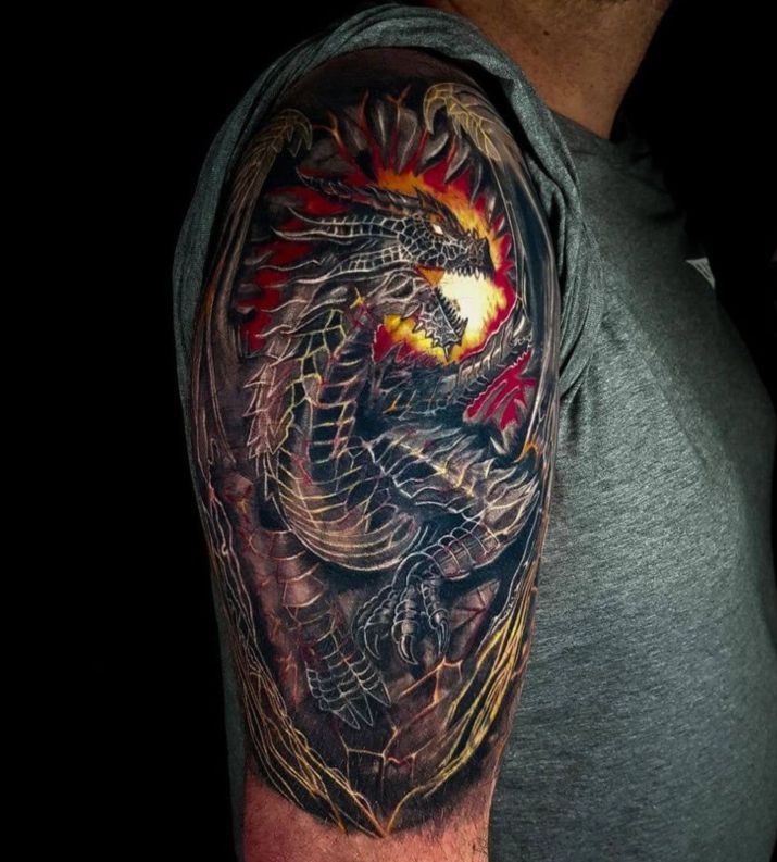 Hình xăm rồng trên bắp tay cho nam